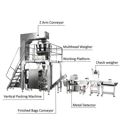 Popcorn Potato Chips Nuts Packing Machine With Nitrogen